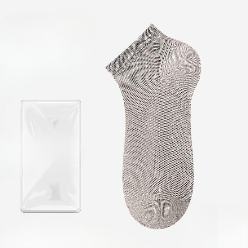 

Мужские весенне-летние тонкие хлопковые влагоотводящие и дышащие сетчатые дезодорирующие невидимые носки 1 pair серый/бежевый