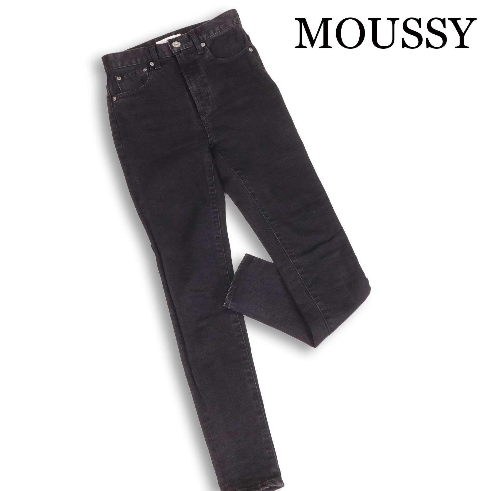 MOUSSY HW Rebirth L/BLACK SKINNY Stretch Skinny Denim Pants Jeans Sz.24 Women s Black Made in Japan