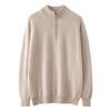 100 Pure Cashmere Sweater Ragged Sleeves Half Zipper Half Turtleneck Knitted Sweater