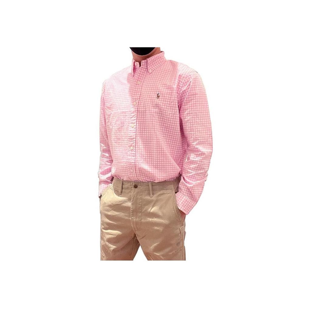 Polo Ralph Lauren Plaid Print Single-Breasted Casual Long Sleeve Shirt Men shirts Pink 710813021-005