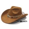 JYL TS DIY Tibetan Cowboy Hat Unisex Ethnic Western Curved Brim Felt Hat