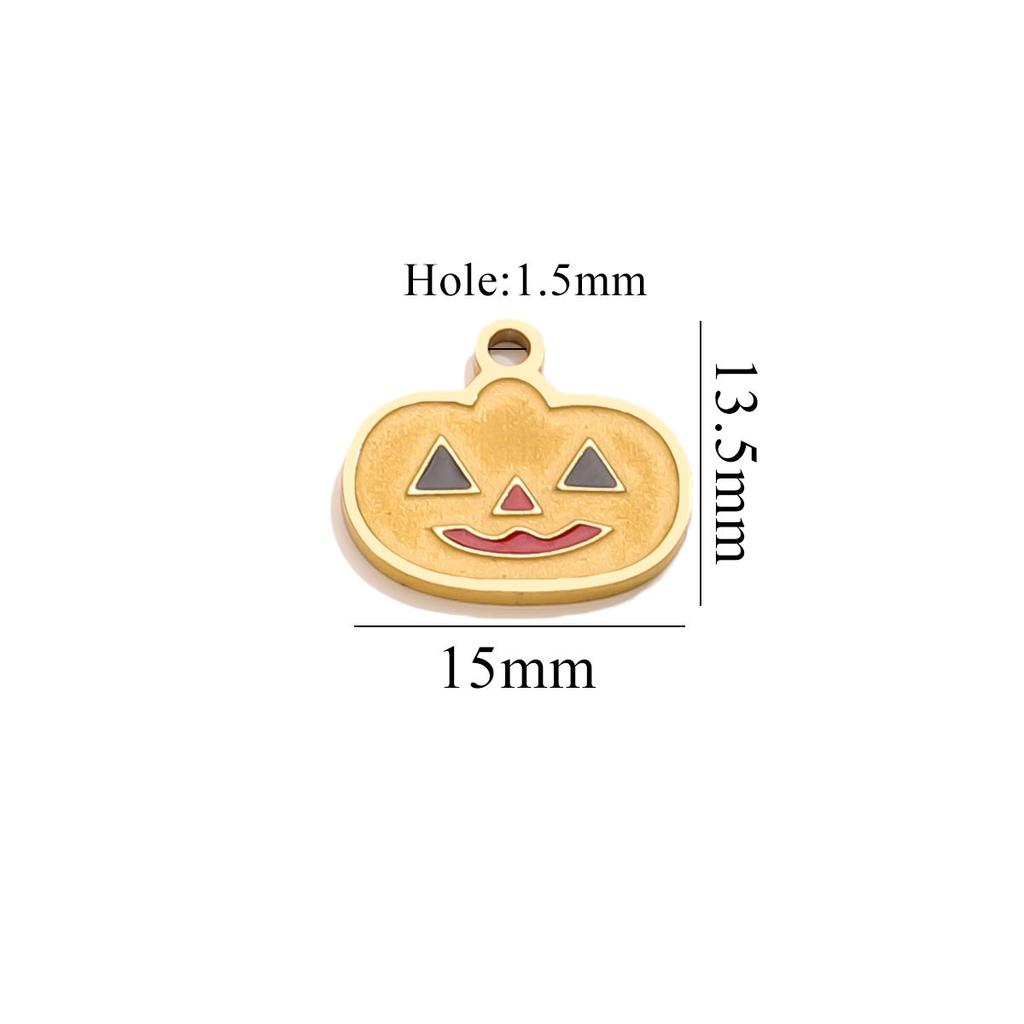Yori 5Pcs Halloween Pumpkin Lantern Little Ghost Funny Cartoon Cute Pendant DIY Stainless Steel Accessories Jewelry Pendant