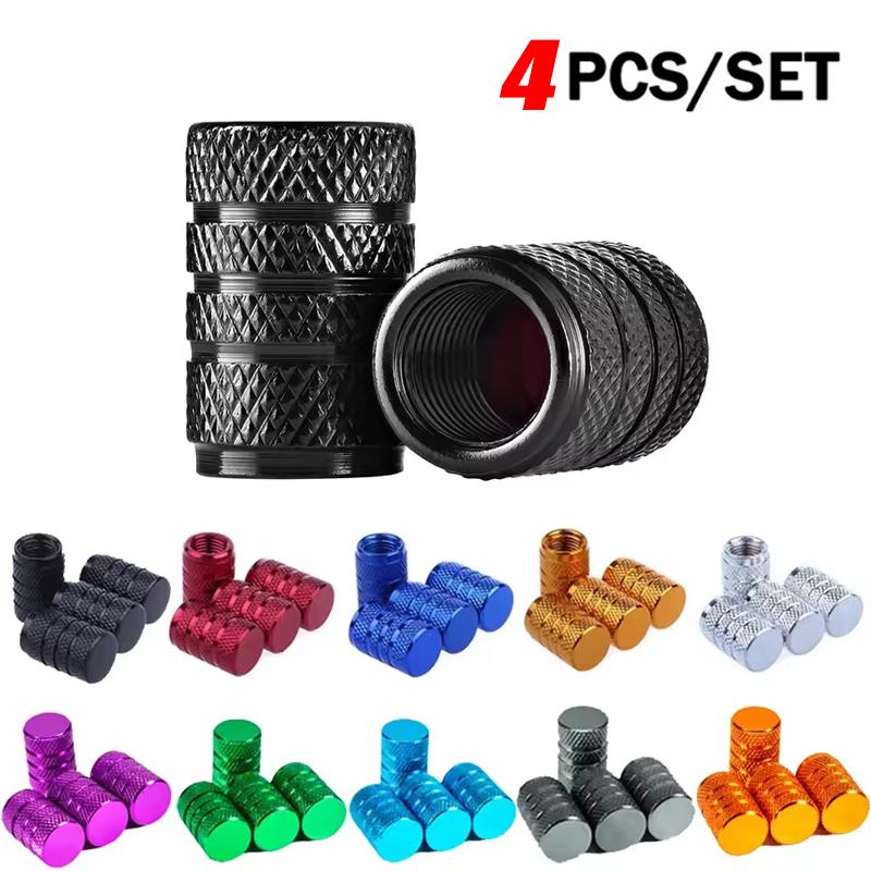 Aluminum Alloy Tire Valve Stem Caps 4 Pcs Universal Stem Covers for Cars Motorcycles and Bikes Auto Tire Accessoires Valve Stems 1