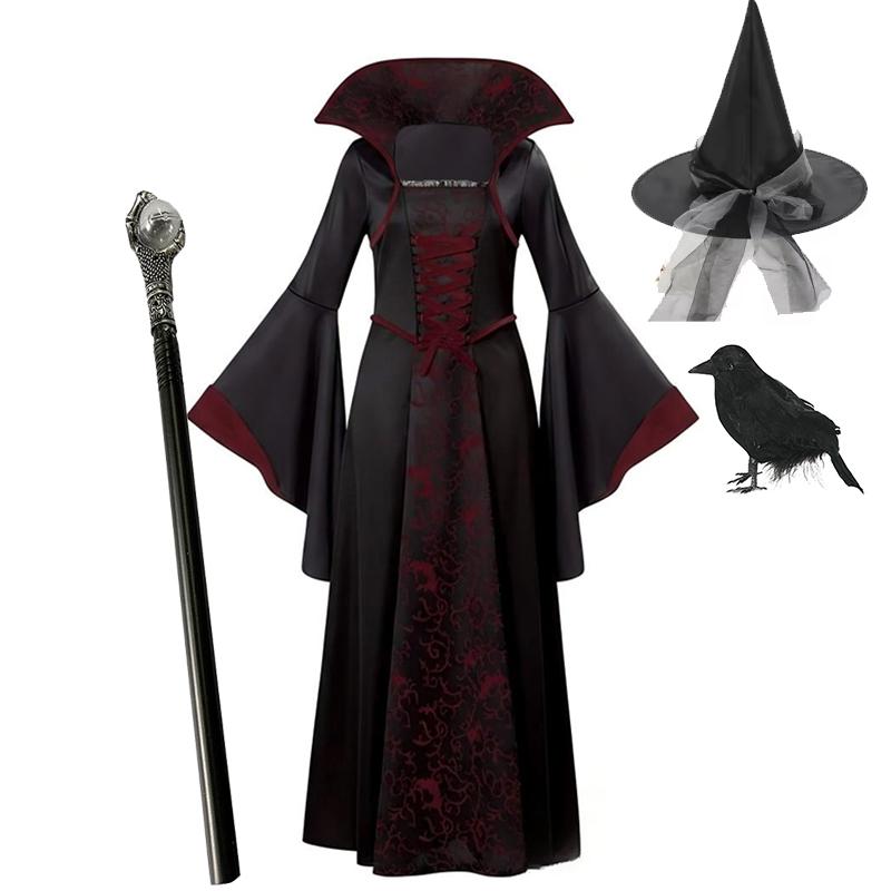 Dětské Cosplay Červené Upíří Halloweenské Šaty Pro Děti Duch Nevěsta Gotický Kostým Upíří Karnevalové Oblečení Černé Červené Oblečení