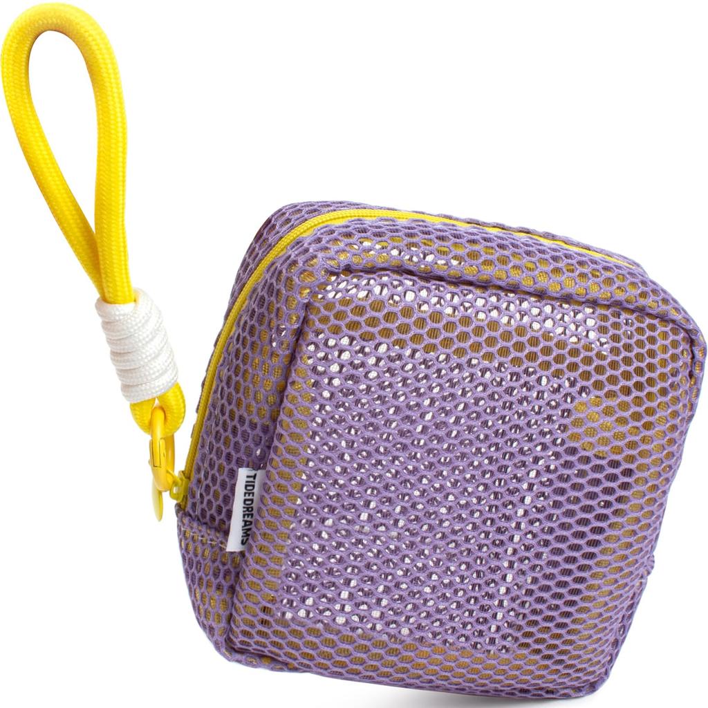 Women Lightweight Square Mesh Cosmetic Bag Portable Colorful Object Storage Bag With Zipper Multi-purpose Sundries Storage Bag