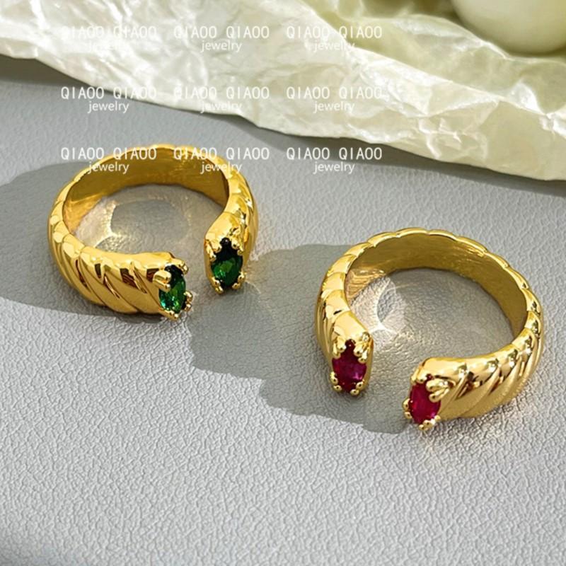 Vintage Gold Color Shiny Colorful Inlaid Zircon Open Ring for Women Trendy Temperament Wedding Engagement Ring Jewelry