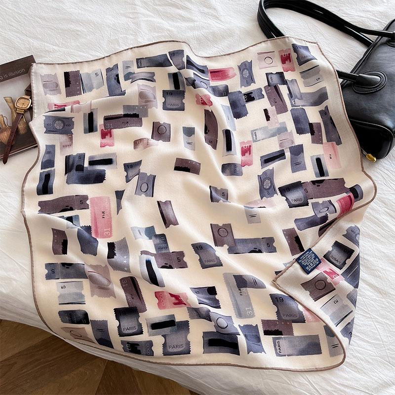 Elegant casual style silk wool scarf new 2025 autumn and winter silk wool silk scarf sweet personalized silk wool square scarf 65cm