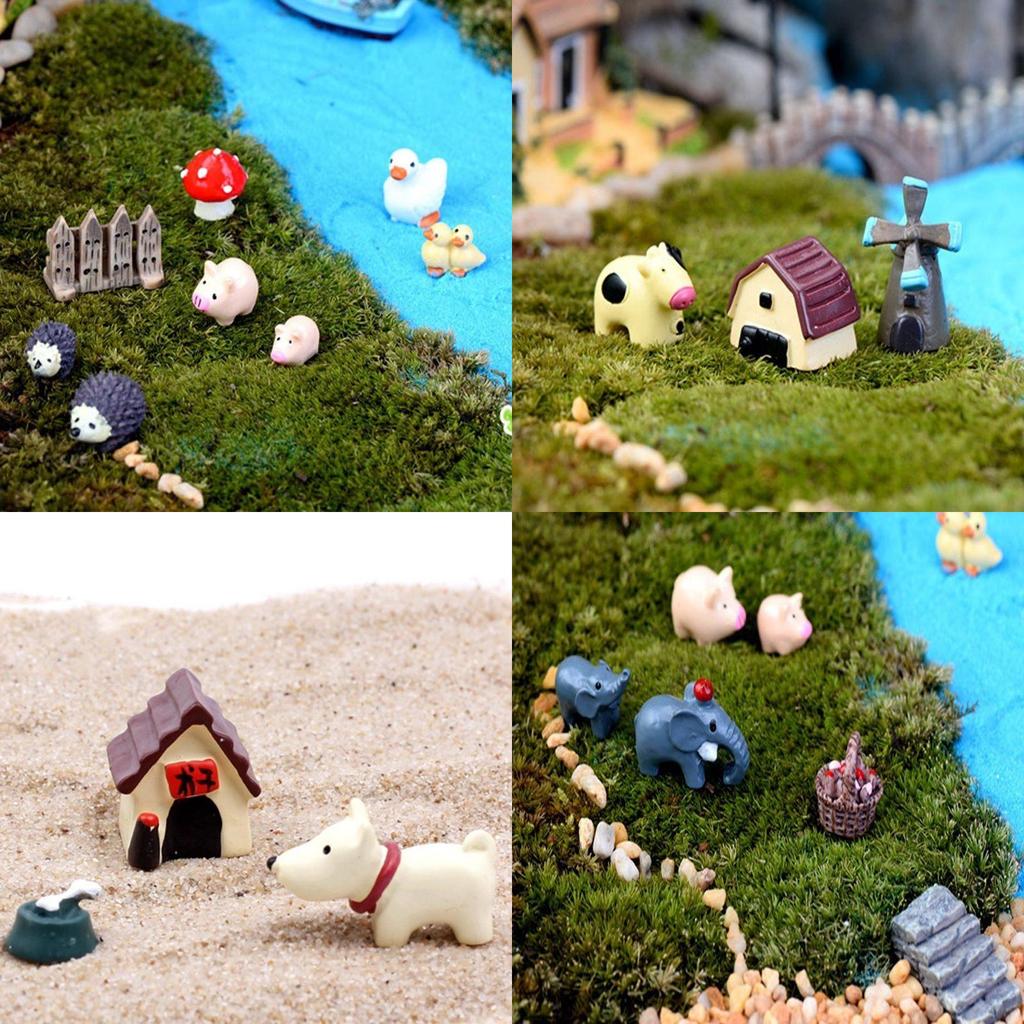 Adorable Cow Pig Dog Resin Ornaments For Miniature Garden And Home Decor