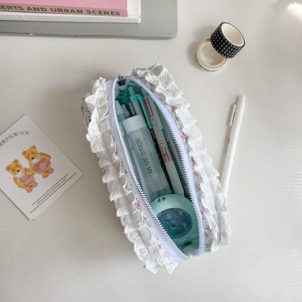 Large Capacity Pen Bag Lace Floral Pattern Stationery Bag High Quality Pen Box  Gift