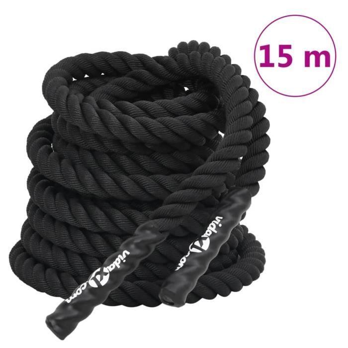 Corde de combat - VIDAXL - 15 m - 11 kg - Polyester - Noir