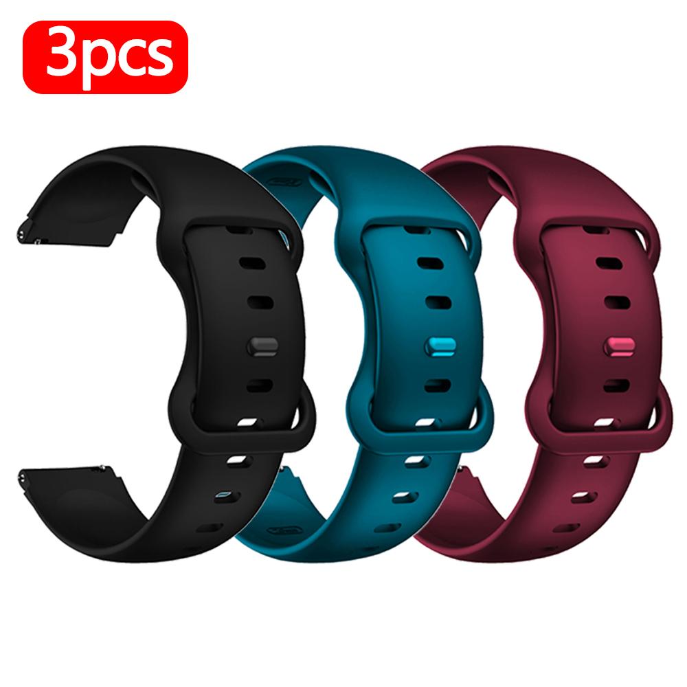3pcs Refresh Soft Silicone Watch Bands, 20mm/22mm Adjustable Replacement Bands for Samsung Galaxy watch active/active2 etc.