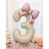 Palloncini Foil Numeri Bianco Crema Extra Large con Fiocco Rosa, Adatti per Decorazione Festa di Compleanno, Celebrazione di Anniversario