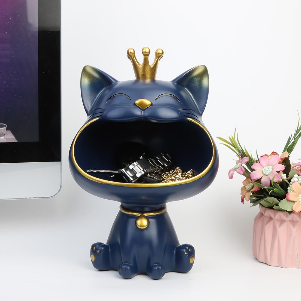 Schlüsselschale aus Kunstharz mit Tiermotiv, Kunstskulptur, süße Katzenstatue, Aufbewahrungsornament, Schreibtischaufbewahrung, lustige