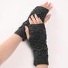 Knitted Gloves Wrist Length Fingerless Gloves with Thumb Hole Stretchy Mittens