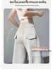 Women's American-Style Wide-Leg High Waist Sweatpants: Tummy Control, Loose Fit, Casual, Floor-Length for Spring & Autumn