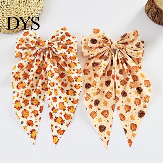 Cute Autumn Themed Hair Ornaments Fall Pumpkin Maple Leaf Bows for Women Girls, Pinecone Clips, Large Bowknot Fashionable Headwear Holiday Outfits