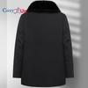 Cozy Up Parka caldă pentru bărbați de iarnă, haină groasă, guler mare de blană, culoare solidă, jachetă pentru bărbați, ocazional, subțire, buzunare mari