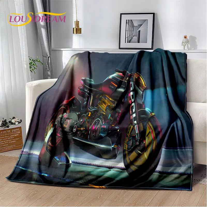 3D Cyberpunk Concept Motorcycle Cartoon Soft Plush Blanket,Flannel Blanket Throw Blanket for Living Room Bedroom Bed Sofa Picnic