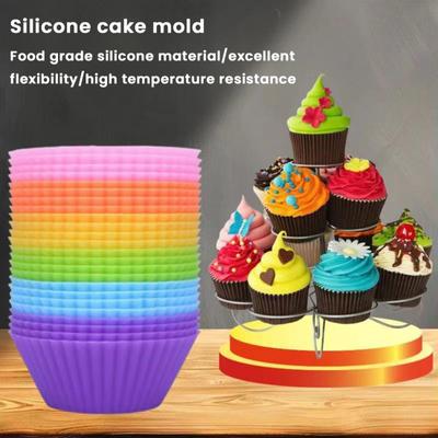 10Pcs Silicone Muffin Cups Non-Stick Cake Mold Food-Grade Reusable Cupcake Liners for Baking Pancakes Candies Muffins