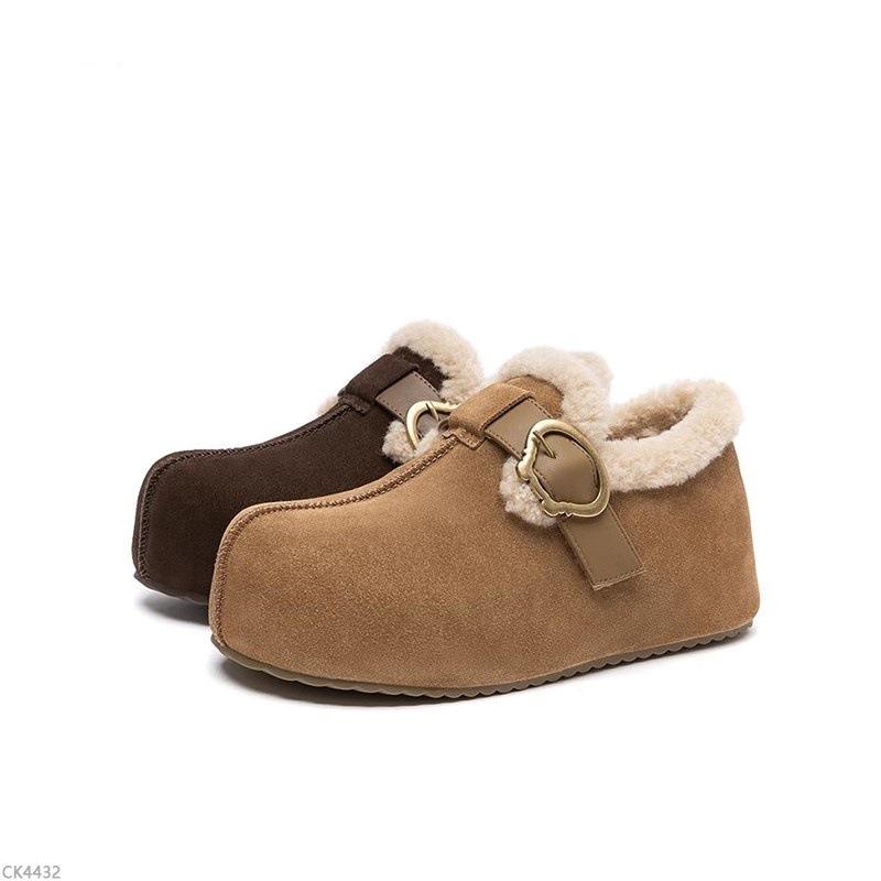 Fashion platform buckle women's new velvet warm snow boots cotton shoes winter fluffy shoes Doudou shoes