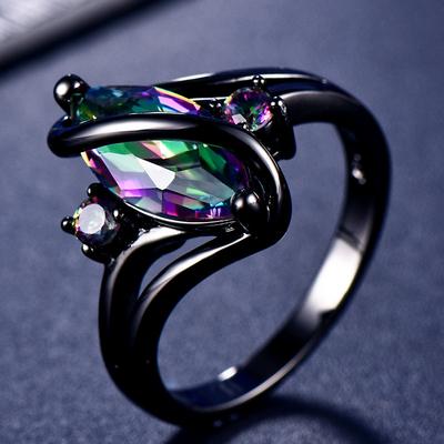 Black Gold S-shaped Zircon High-end Diamond-encrusted Ring for Men, Simple European and American Style Ring