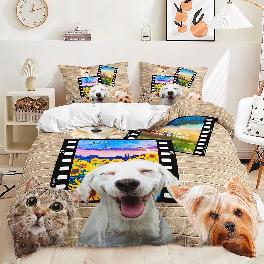 

Милый трехпредметный пододеяльник для кошки, комплект постельного белья из двух предметов с животными 135 * 200 (two-piece set) 90g