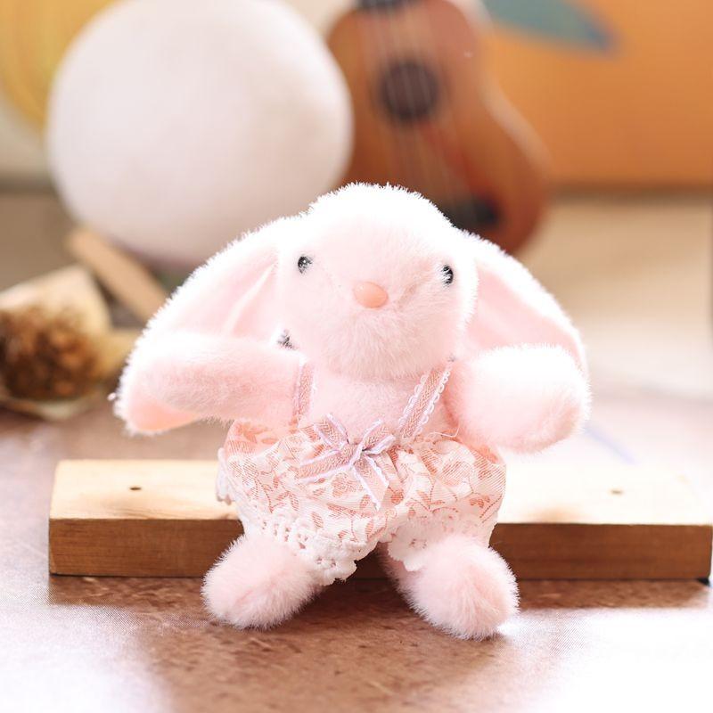 Cute Skirt Bunny Plush Toy Pendant Key Chain Bag Decor For Gift And Kids Play