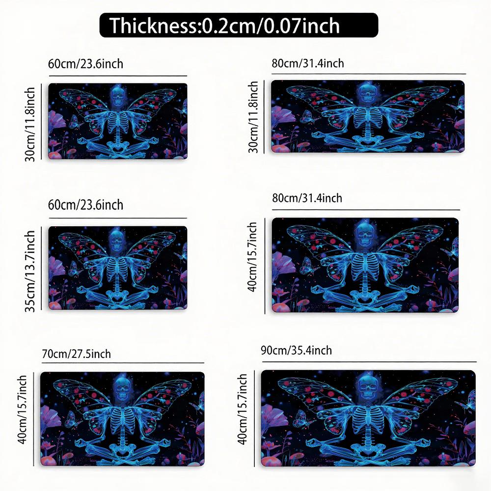 Blacklight Skull Butterfly Magic Party Play Mat Durable Rubber for MTGTCG Game 35X60cm Mouse Pad Office Desk Rug Friendly Design