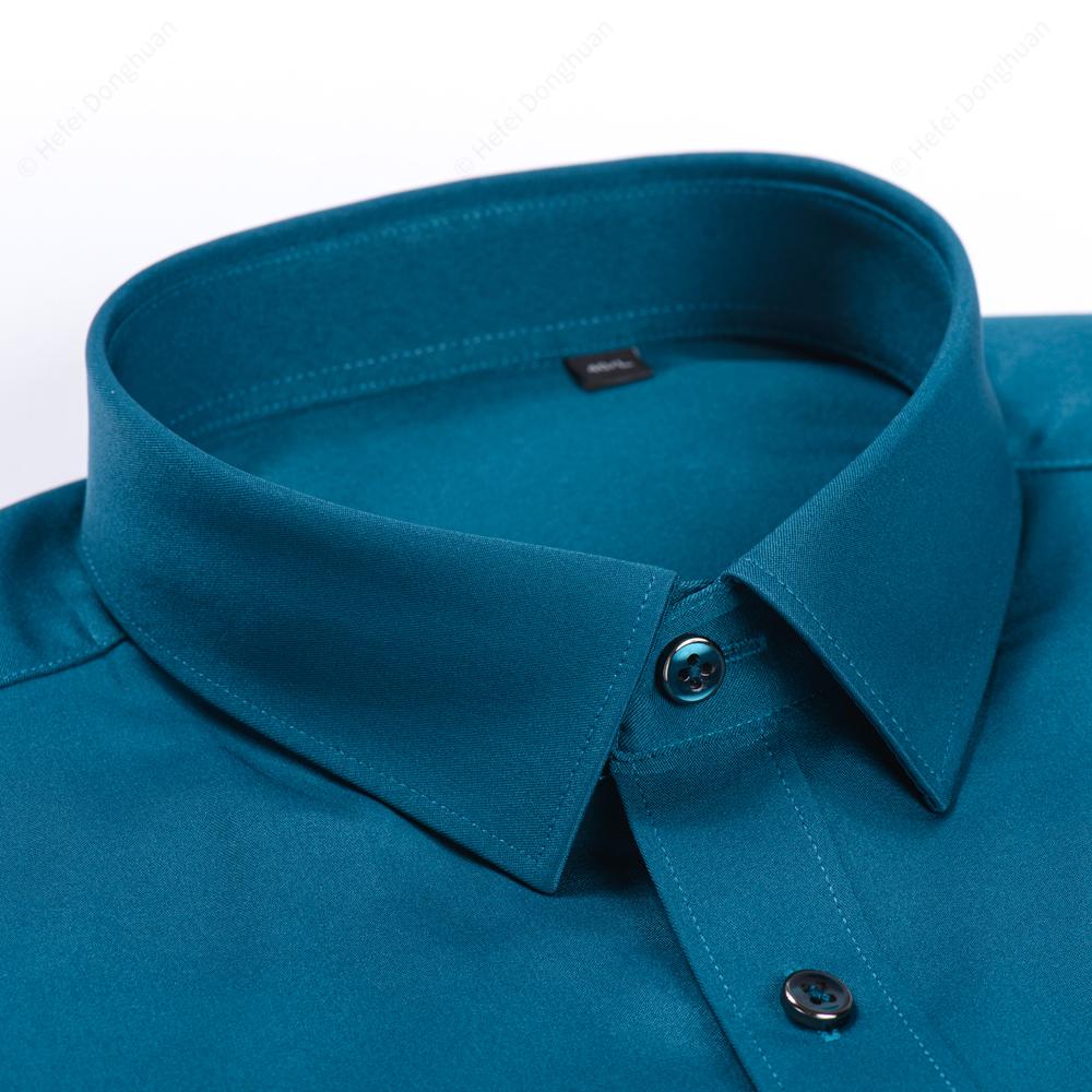 Men's Wrinkle Free 4 Way Stretch Dress Shirts with Pocket Business Regular Fit Solid Long Sleeve Button Up Shirt Wedding Dating