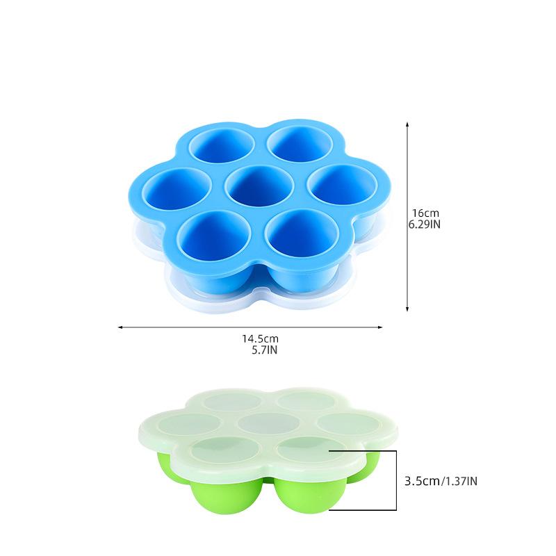 130g Silicone Supplementary Food Box 7-hole with Lid Children's Snack Fresh-keeping Box Ice Grid Air Fryer Egg Steamer