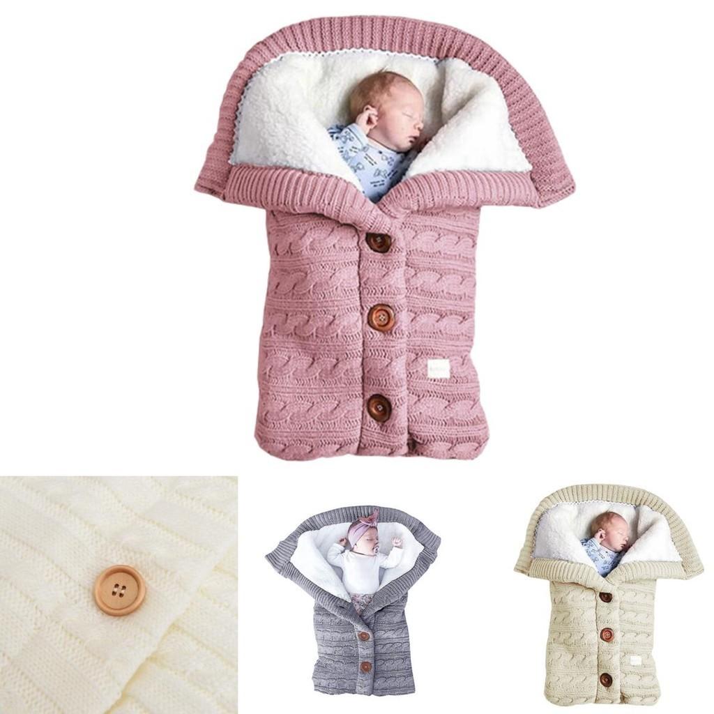 Hochwertiger Baby-Schlafsack mit Lammwolle, Säuglings-Swaddle, Kinderwagen-Wrap, Gestrickte Decke