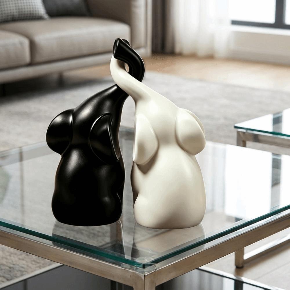 Minimalist Elephant Sculpture Niche Style Loving Figurine Creative Couples Elephant Statue  Office