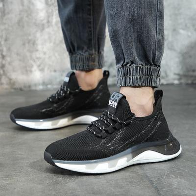 Sapatos esportivos masculinos Flying Weaving Sapatos casuais respiráveis Sapatos de malha da moda Sapatos de coco Pipoca Sapatos de corrida masculinos