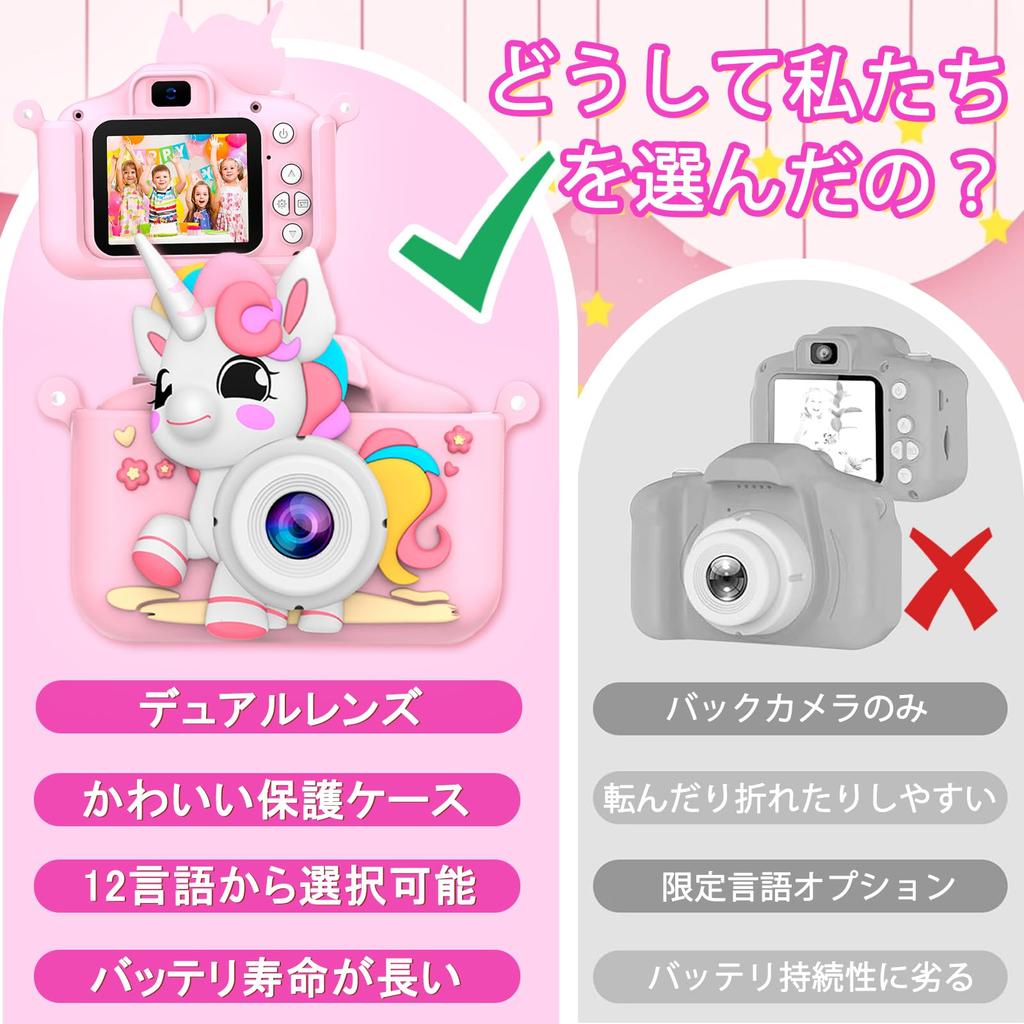 Kids Toy Portable Video Digital Camera for Ages with 32GB SD Card and USB Card Christmas Birthday Gift Camera, Toddlers, 3-12 Reader, (Pink)