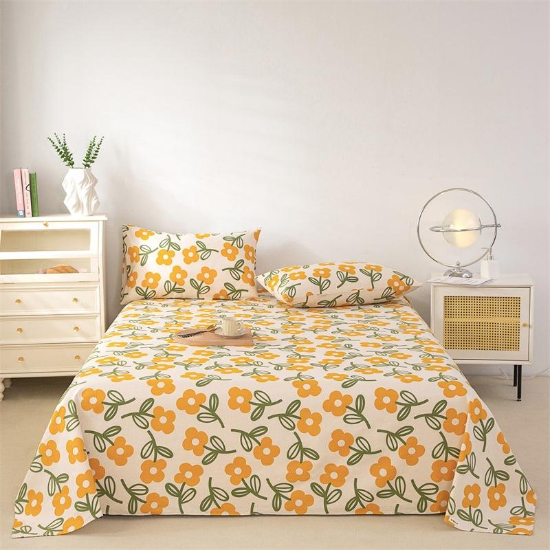 Pure Cotton Thick Bed Sheet Single Piece Bedding Set For Students Dormitory Soft Cool Bed Sheets With Pillowcases 3 Piece Set