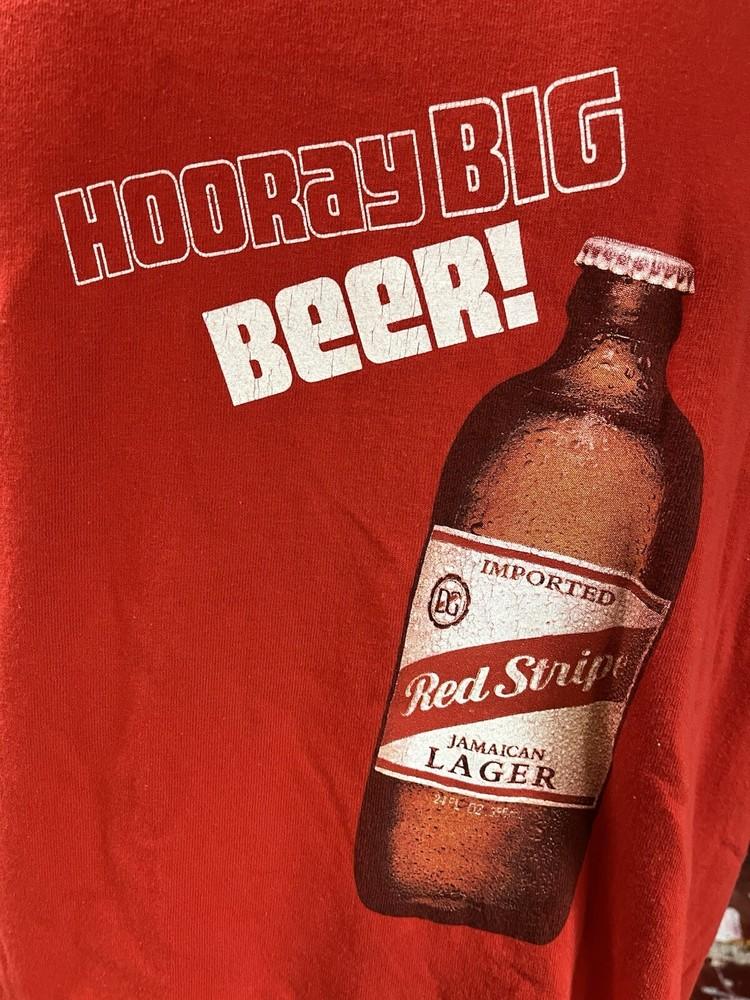 

Red Stripe Hooray Big Beer T Shirt Red XL Boo interesting little tiny bottles Unisex T-Shirt M