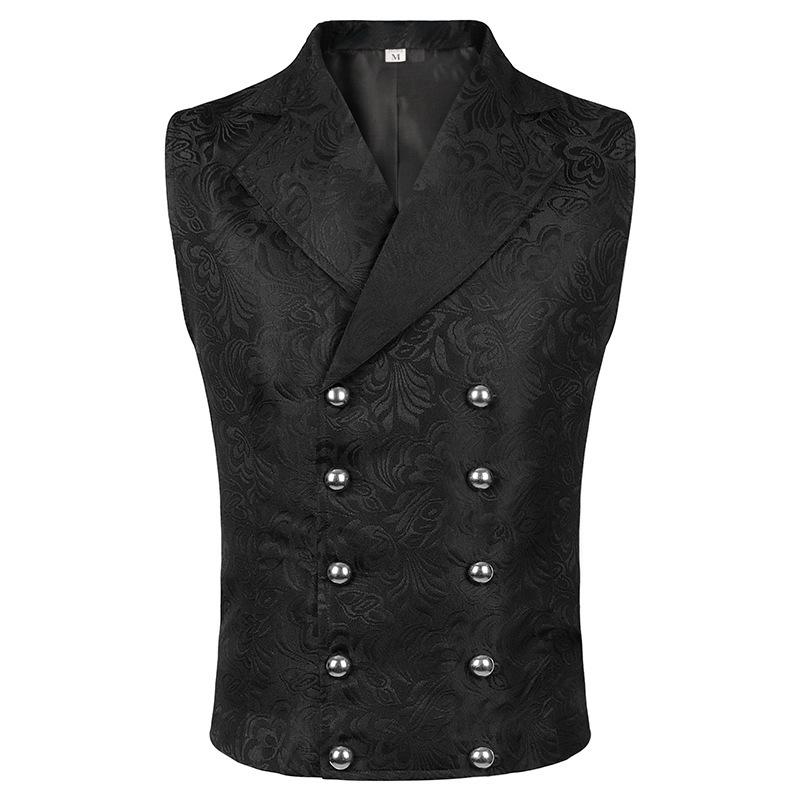 2025 Gothic Medieval Men's Vest and Waistcoat Set for Spring/Autumn - European & American Style Stage Costume