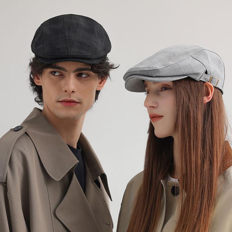 Forward Hat Unisex Spring Beret Check Peaked Cap