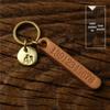 Engraved Retro Cowhide Car Keychain with Custom Phone Number Tag