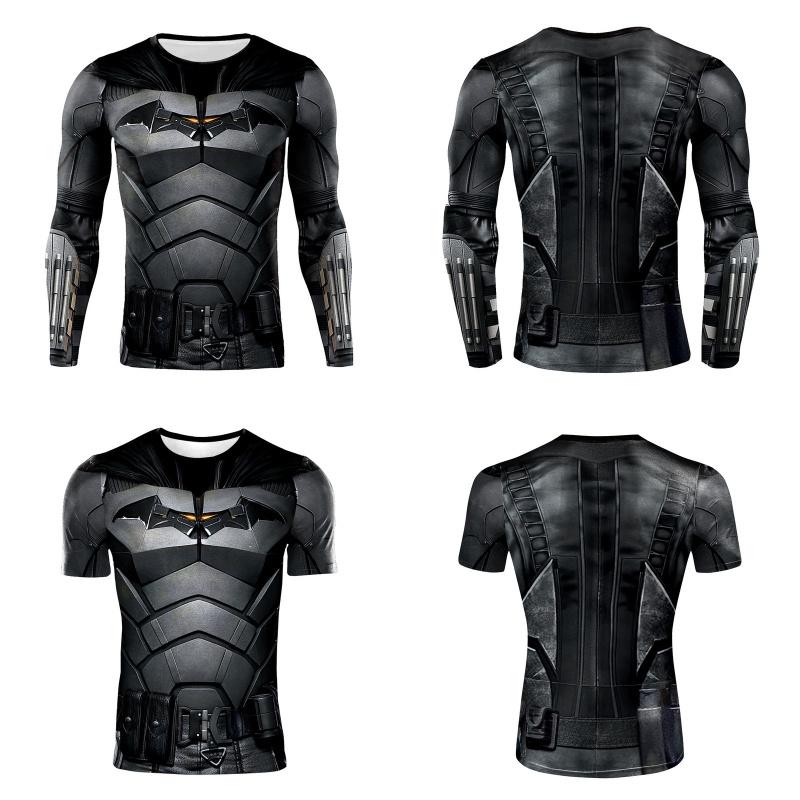 Durable Black Polyester Batman Cosplay Tee For Sports And Fitness