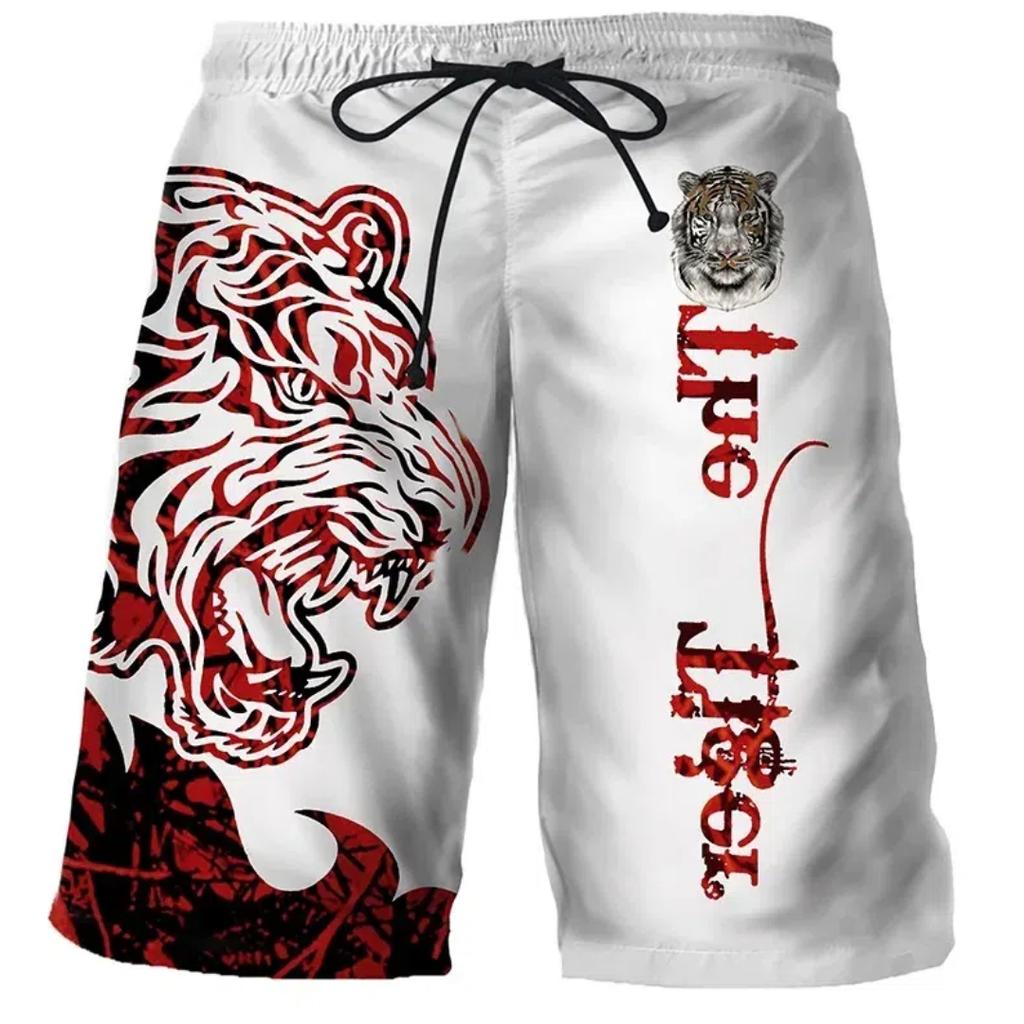 Cool Tiger Wolf Summer Shorts Comfortable Surfboard Hawaiian Beach Shorts Quick Dry Sports Shorts Men's Beach Shorts Boys