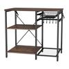 Kitchen Bakers Rack, 900 Mm Width Bakers Rack, Kitchen Stand with X-Shaped Support Bar, 5 S-Shaped Hooks, Multi-Layer Storage Shelf, Coffee Bar Stand