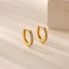 Cubic Zirconic Hoop Huggie Earrings For Women Ladies Gold Color Stainless Steel Circle Earring Jewelry Wedding Best Friend Gifts