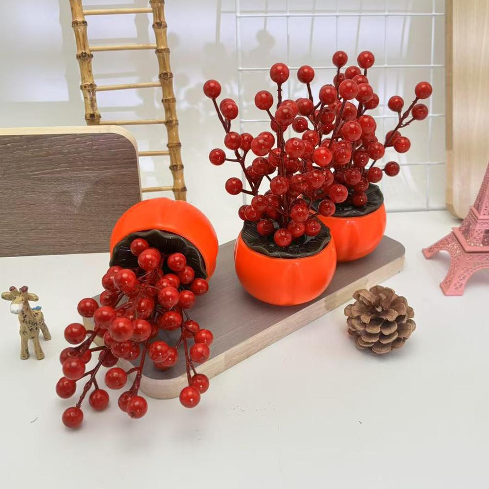 Persimmon Red Decorative Plant Foam Fruit Flowerpots For Housewarming Gifts