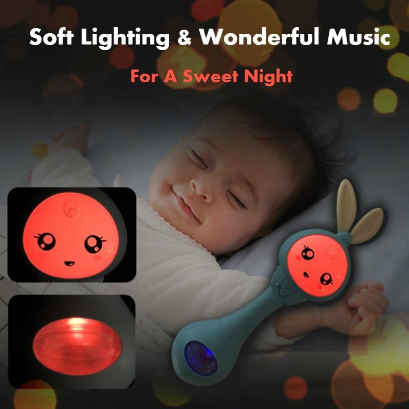 Baby Music Flashing Rattle Toys Rabbit Teether Hand Bells Mobile Infant Weep Tear Rattles Newborn Early Educational Toys 0-12M