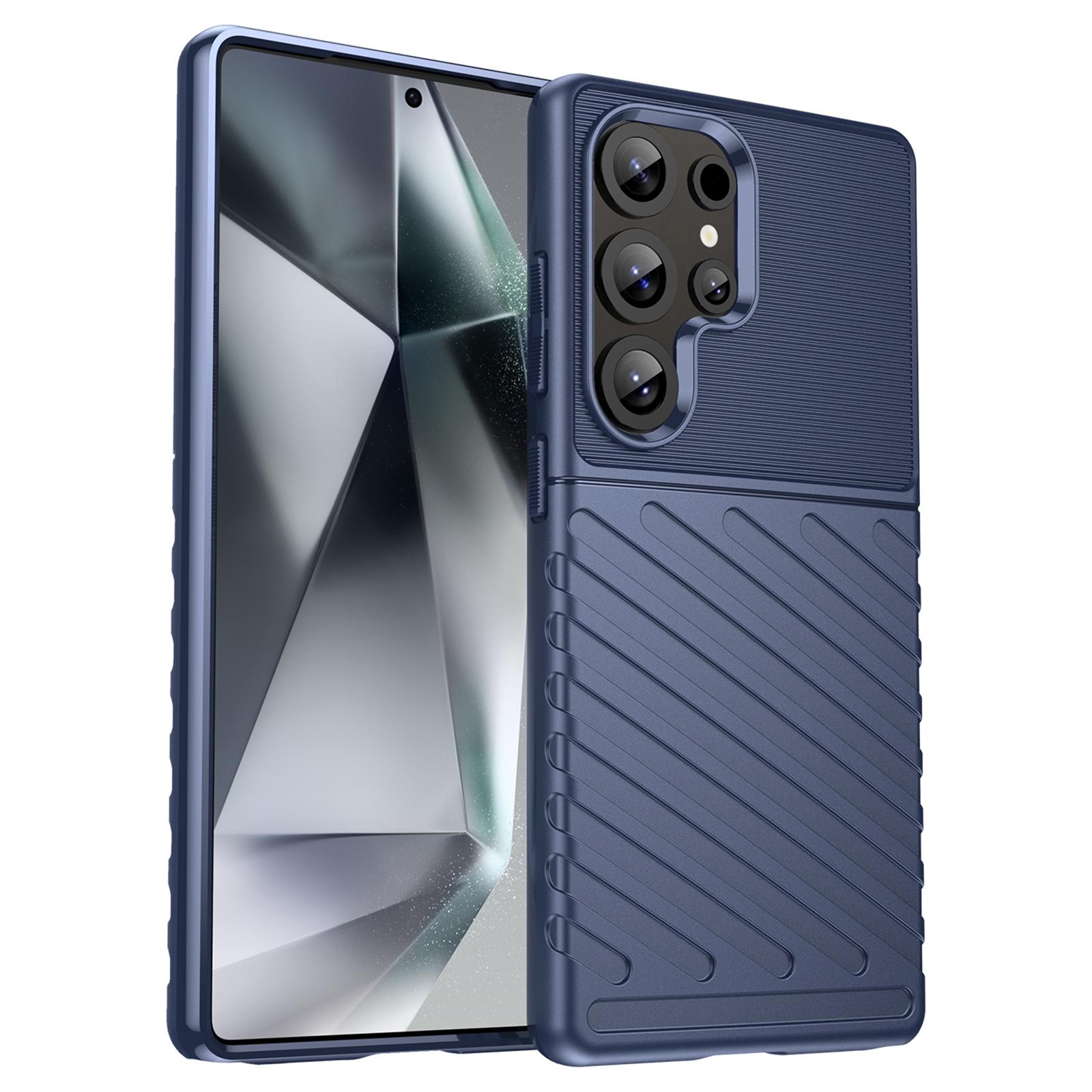 

For Samsung Galaxy S25 Ultra Case Twill Texture TPU Shockproof Protective Phone Cover Blue