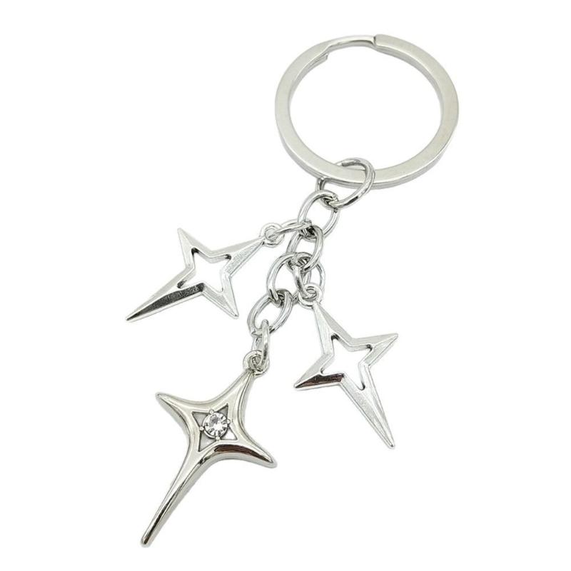 Inspired Alloy Keychain Pendant Featuring Star and Moon Openwork Pattern Compact Gift for Jewelry Lovers