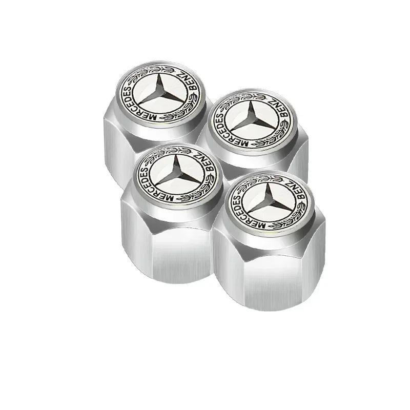 C200 E200 New 2025 For Mercedes Benz 4pcs Alloy Car Wheel Stem Air Valve Cap Tire Dust Cover Accessory For Mercedes Benz W222 W2
