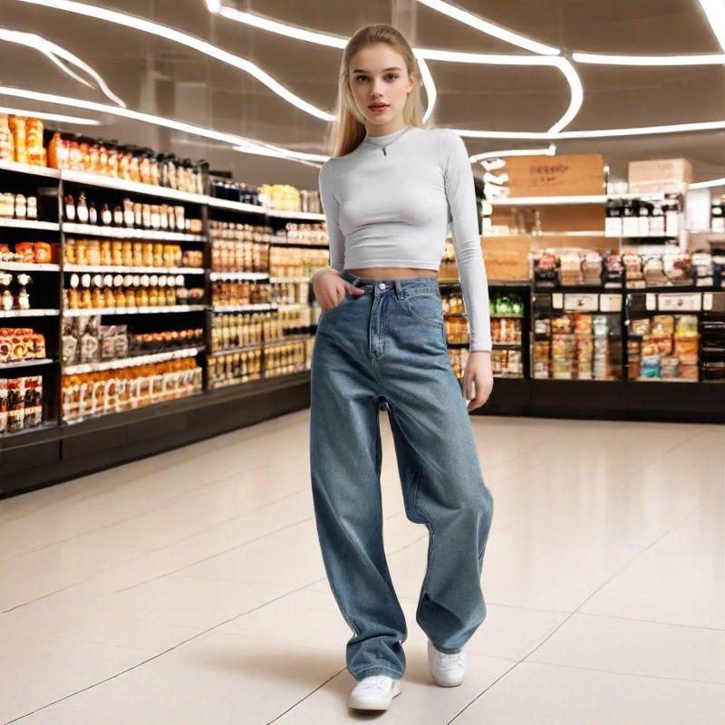 Популярные женские джинсы для трансграничной торговли - Самые продаваемые брюки 30 синий