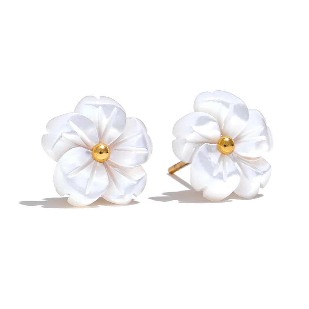 

Yhpup Natural Shell Flower Exquisite Daily Stud Earrings for Women Fashion Stainless Steel Sweet Romantic Korean Premium Jewelry